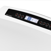 A view of this laundry featuring the latest electronic device, electronics, electronics accessory, hardware, product, product design, technology, weighing scale, white