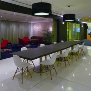 A view of the timber/tile and carpet flooring architecture, ceiling, house, interior design, real estate, table, gray