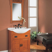A view of some bathroom vanities by Fairmont bathroom, bathroom accessory, bathroom cabinet, cabinetry, hardwood, interior design, plumbing fixture, room, sink, red