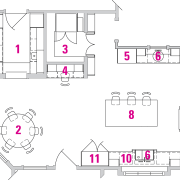 view of architectual plans kitchen and surrounding areas. area, design, diagram, drawing, floor plan, line, product, product design, technical drawing, white