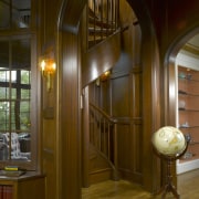 A view of the library area, wooden flooring, door, home, interior design, lobby, window, wood, brown