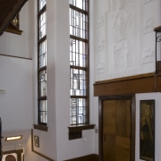 View of the renovated Victorian house, the floor daylighting, door, home, interior design, window, wood, gray, brown