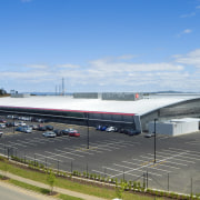 Steel Roofing was contracted to supply and install airport, airport terminal, metropolitan area, sky, structure, transport, teal