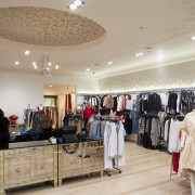Dimension Shopfitters imported wallpaper from Europe and installed boutique, ceiling, interior design, retail, gray
