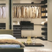 A view of a storage space designed by closet, furniture, interior design, wardrobe, gray