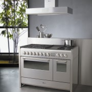 View of kitchen apliances by Maytag - View countertop, gas stove, home appliance, kitchen, kitchen appliance, kitchen stove, major appliance, oven, product design, sink, gray