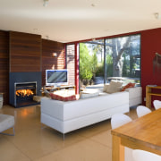 A view of the living area, tiled floors, architecture, ceiling, floor, home, house, interior design, living room, real estate, room, white