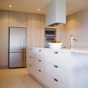 View of Kitchen that features Laminex products. - cabinetry, countertop, cuisine classique, interior design, kitchen, room, orange