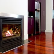 View of fire place by Heatmaster - View fireplace, hearth, heat, home appliance, wood burning stove, red, white