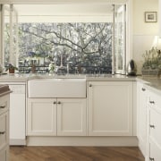 A view of a kitchen design by Nouvelle cabinetry, countertop, cuisine classique, floor, flooring, home, home appliance, interior design, kitchen, room, window, gray