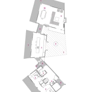 A view of a plan of the home. area, design, diagram, line, product, product design, text, white