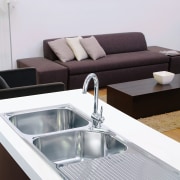 A view of some sinkware from Tasman Skinware. angle, bathroom sink, plumbing fixture, product design, sink, tap, white