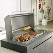 Electronic igintion, fastheat cooking surfaces, and handy side home appliance, kitchen appliance, outdoor grill, white, gray