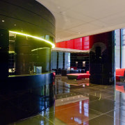 U T J Interiors fabricated and installed the architecture, ceiling, floor, interior design, lobby, black, brown