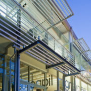 View of Locarno Louvres on the GCF Building architecture, commercial building, daylighting, facade, mixed use, real estate, roof, structure, gray