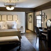 View of the master bathroom suite that features ceiling, floor, home, interior design, living room, room, suite, window, wood, gray, black