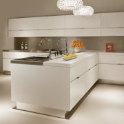 White kitchen cabinetry contemporary kitchen - White kitchen countertop, furniture, home appliance, interior design, kitchen, kitchen appliance, kitchen stove, product, product design, gray, brown