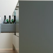 The new modular Fisher &amp; Paykel CoolDrawer allows furniture, product design, shelf, shelving, gray