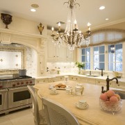 All that gliters- in this Clive Christian kitchen ceiling, countertop, cuisine classique, estate, home, interior design, kitchen, living room, room, orange