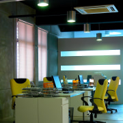 The Boardroom is linked to a chill-out zone, architecture, ceiling, furniture, interior design, lighting, office, product design, black