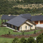 birds eye view of roof and house - cottage, estate, farm, farmhouse, home, house, landscape, property, real estate, roof, rural area, brown, green