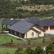 birds eye view of roof and house - cottage, estate, farm, farmhouse, home, house, landscape, property, real estate, roof, rural area, brown, green
