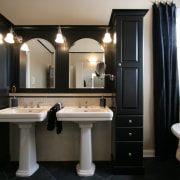 View of bathroom designed by Insignia Kitchen and bathroom, bathroom accessory, bathroom cabinet, interior design, room, sink, black