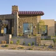 Front view house brick and red roof - architecture, estate, facade, home, house, property, real estate, villa, teal