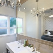 Image of a bathroom designed by Yellow Fox bathroom, ceiling, home, interior design, room, sink, wall, window, gray