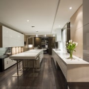 The other main exception to the colour scheme architecture, ceiling, countertop, floor, flooring, hardwood, interior design, kitchen, laminate flooring, living room, wood flooring, gray, brown