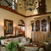 View of the family room which features a ceiling, estate, home, interior design, living room, lobby, real estate, room, window, brown