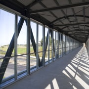 view of aluminium joinery designed and installed by architecture, bridge, building, daylighting, fixed link, metropolitan area, overpass, skyway, structure, walkway, black, white