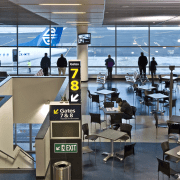 Backdropped by the snow-brushed Dunedin hinterland, the airport leisure, leisure centre, black, gray