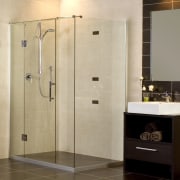 Image of Atlantis Bathroom's 'Atlantis Artisan' shower. bathroom, plumbing fixture, shower, shower door, orange