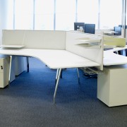 Unifor Australia provided Electrolux with an aesthetically resolved angle, chair, desk, floor, furniture, office, product design, table, white, gray