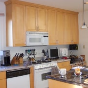 Appliances and cabinets in the original kitchen were cabinetry, countertop, home, interior design, kitchen, real estate, room, gray