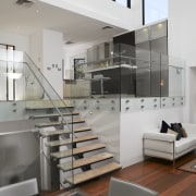Villas in the new Waterfall Estate in Mosman, countertop, interior design, kitchen, product design, stairs, gray