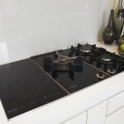 Mix-and-match Combiset cooktops have all bases covered. countertop, product design, white, black