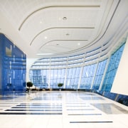 The expansive concourse has been designed as an architecture, ceiling, daylighting, interior design, leisure centre, lobby, structure, white