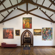 View of the main studio from the front art gallery, ceiling, chapel, exhibition, interior design, museum, tourist attraction, gray, brown