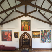 View of the main studio from the front art gallery, ceiling, chapel, exhibition, interior design, museum, tourist attraction, brown, gray