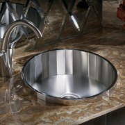 Image of Kohler's Brinx stainless steel entertainment sink cookware and bakeware, countertop, sink, brown, black