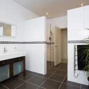 This home benifits from high-tech underfloor heating that architecture, bathroom, home, interior design, property, real estate, room, white