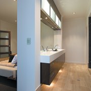 Clipsal C-Bus Saturn home automation switches offers good architecture, bathroom, ceiling, floor, flooring, home, interior design, real estate, room, gray