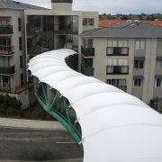 The scalloped canopy gracing the Vision Waitakere Gardens architecture, building, roof, structure, white, black