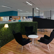 Image of the Westpac Epping Office which underwent architecture, chair, floor, furniture, interior design, lobby, office, waiting room, gray, black