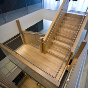 View of a custom designed staircase by Arden architecture, daylighting, furniture, glass, product design, stairs, wood, brown