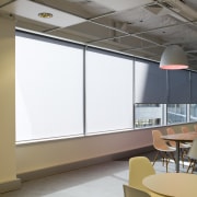 View of an office area in the ARUP ceiling, glass, interior design, product design, gray