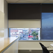 View of an office area in the ARUP architecture, ceiling, daylighting, glass, interior design, office, gray, black