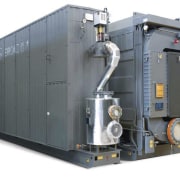 The absorption chiller's aquat apperance belies the intricate machine, product, gray, white